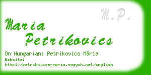 maria petrikovics business card